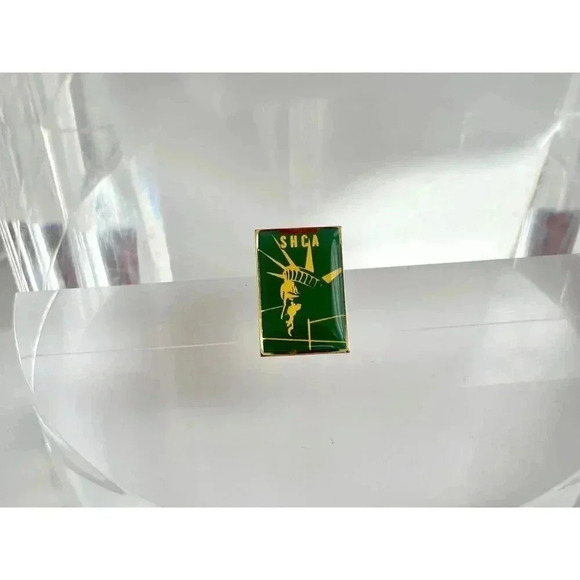 Vintage Statue of Liberty Gold / Green Resin Pin Brooch - Picture 5 of 6